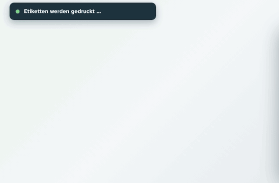 Animated sample view: a label sheet is printed, the phone scans a QR code and opens the right sample.